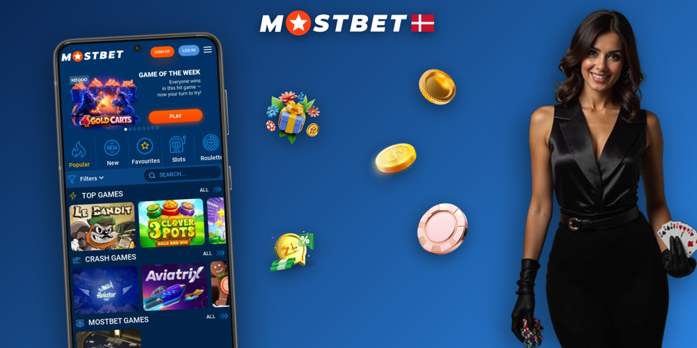 Mostbet online casino lobby med thumbnails af populære slots og live-borde