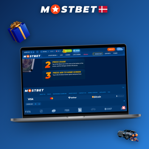 Mostbet til pc med desktop-klienten åben på hovedmenuen på en bærbar computer